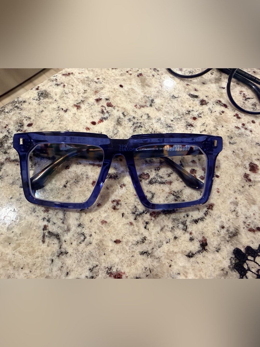 Blue Square-Frame Glasses